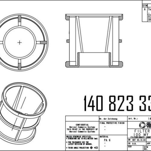 140823333 - FILTER ELEMENT 100MY,PLASTIC WASHABLE  D97 50X90 HIGH